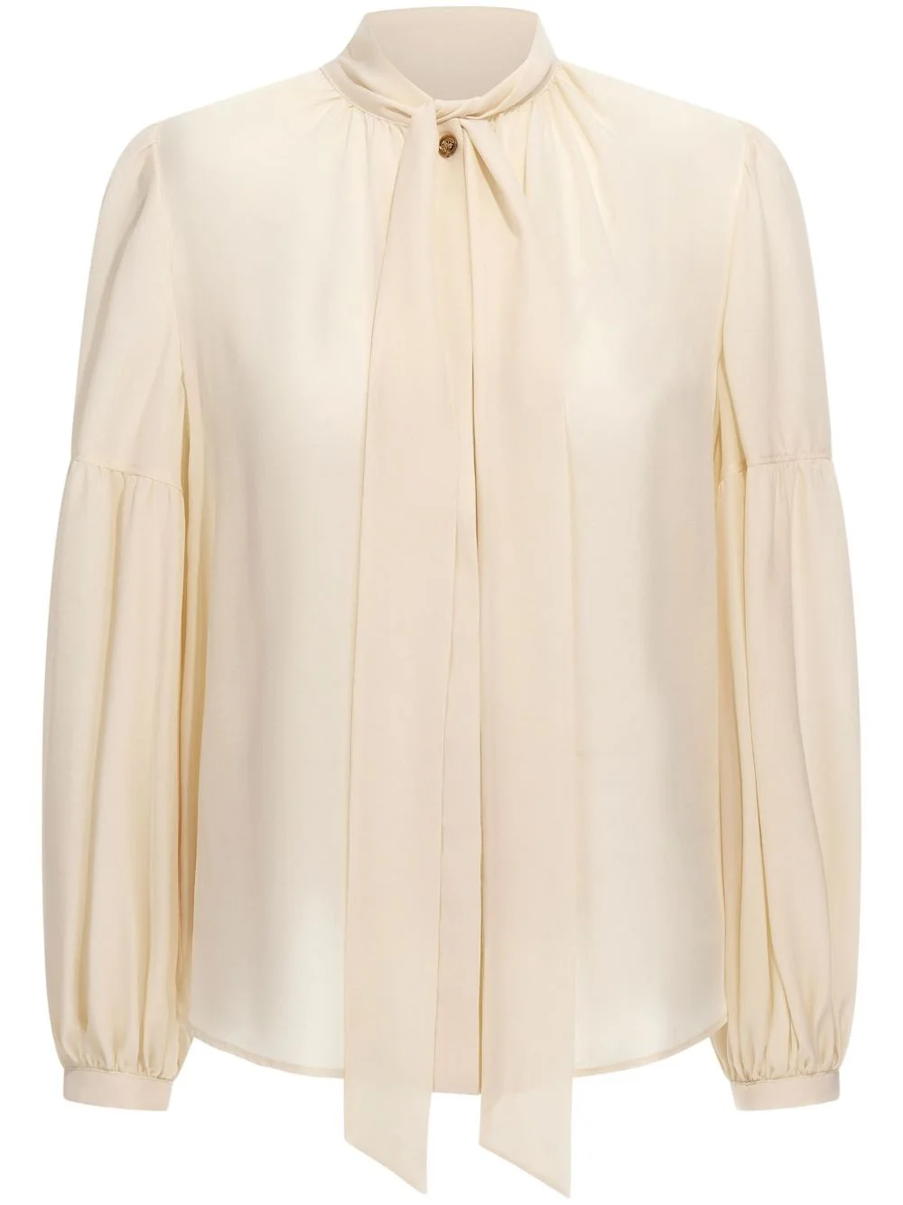 tie neckline silk blouse - 1