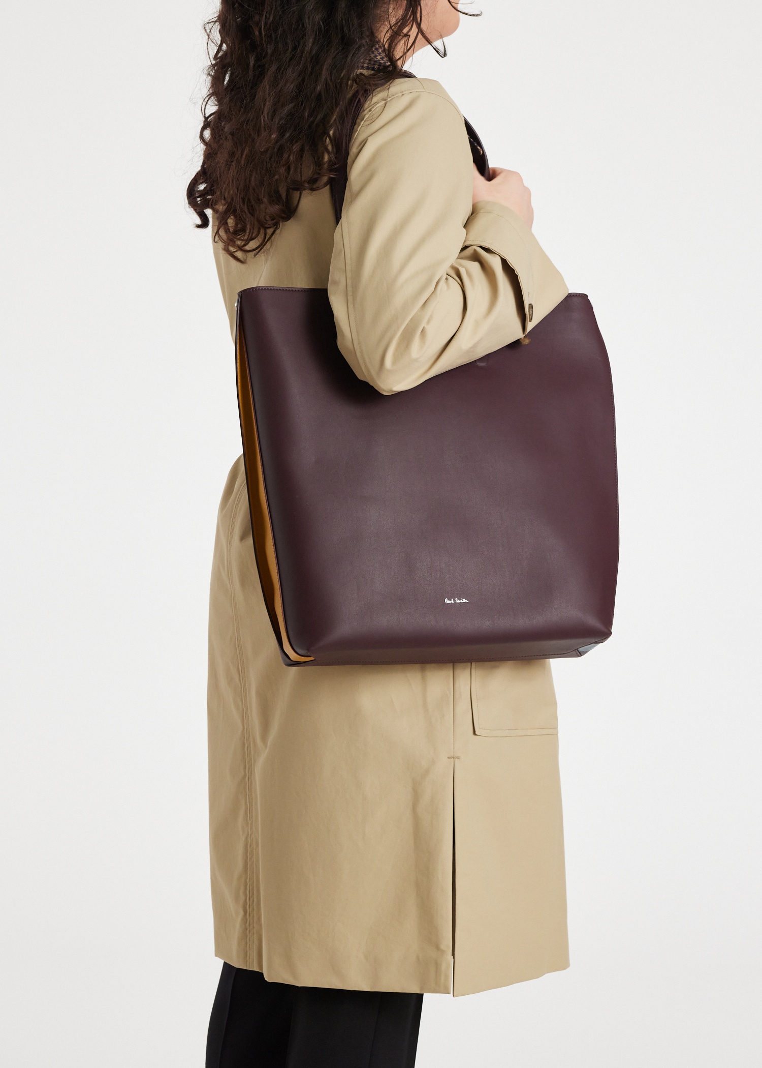 Burgundy Calf Leather Tote Bag - 6