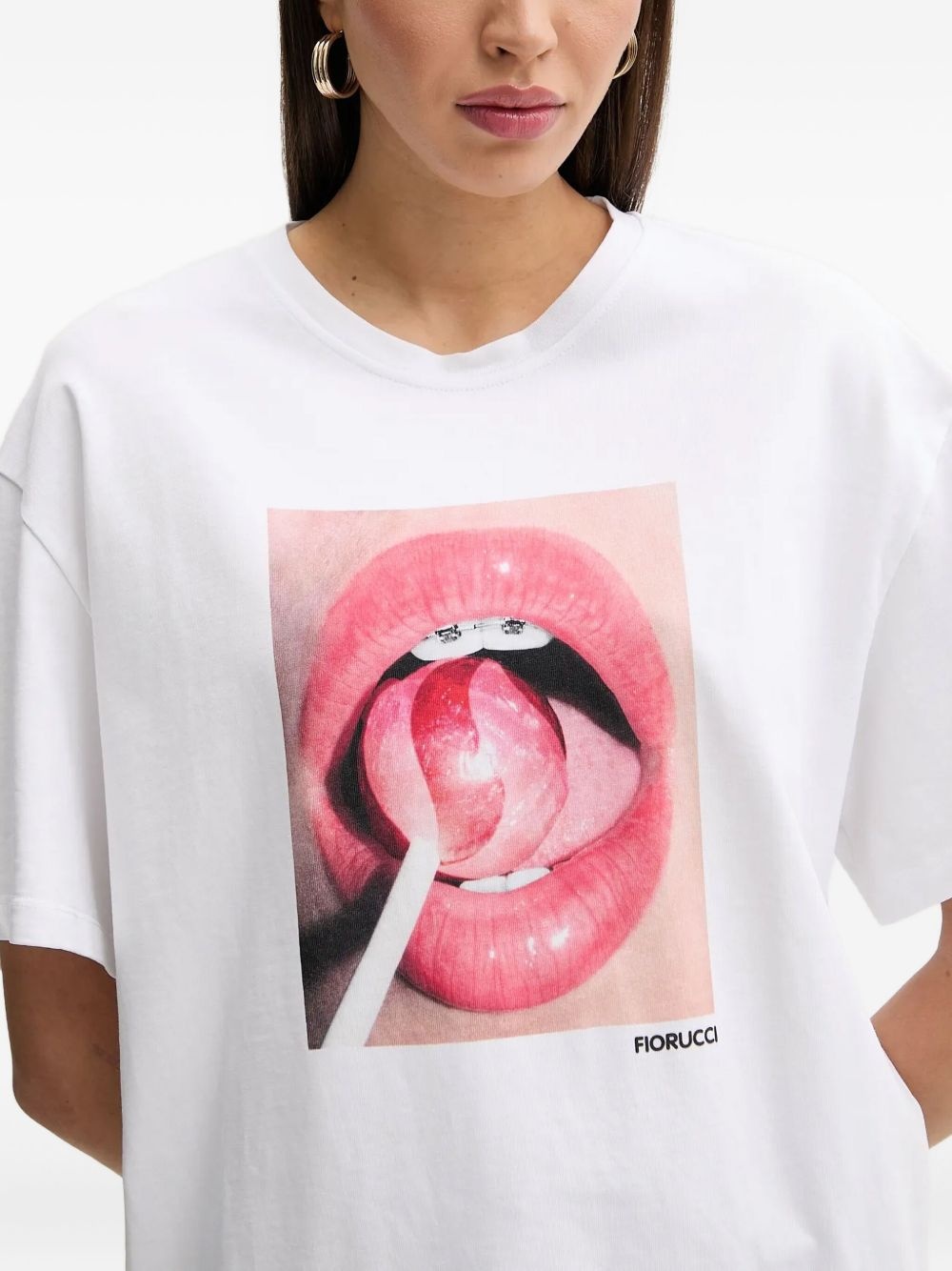 lips lollipop print T-shirt - 4