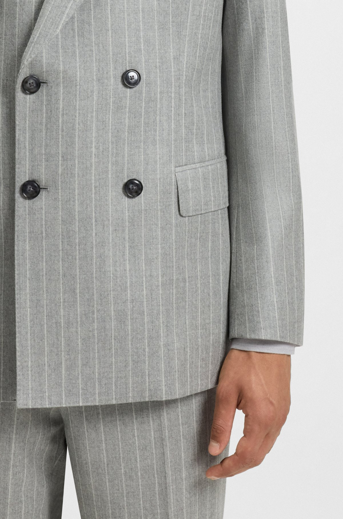 SLIM-FIT TWO-PIECE SUIT IN PINSTRIPE VIRGIN WOOL - 5