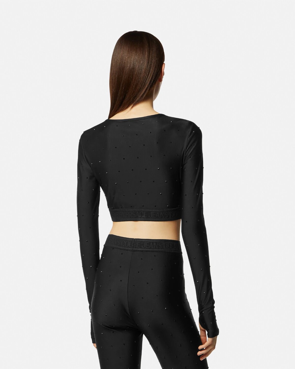 VERSACE JEANS COUTURE Crystal Logo Crop Top | REVERSIBLE