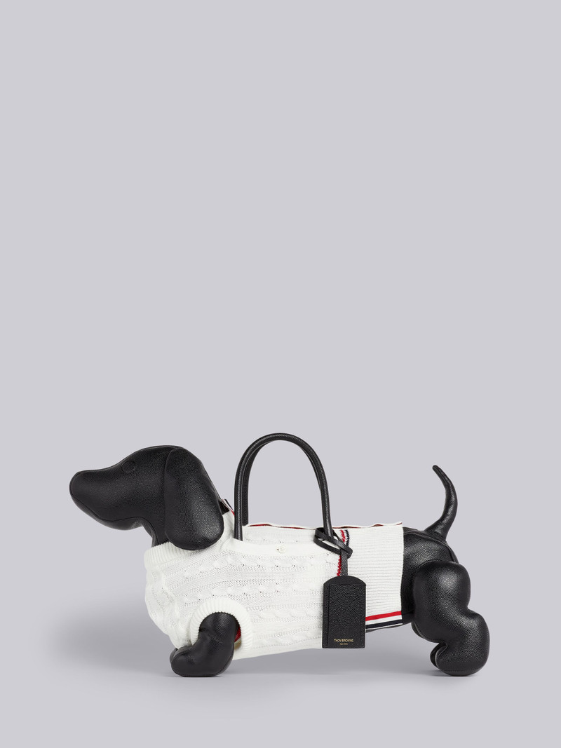 Black Pebbled Calfskin Cotton Aran Cable Sweater Hector Bag 1