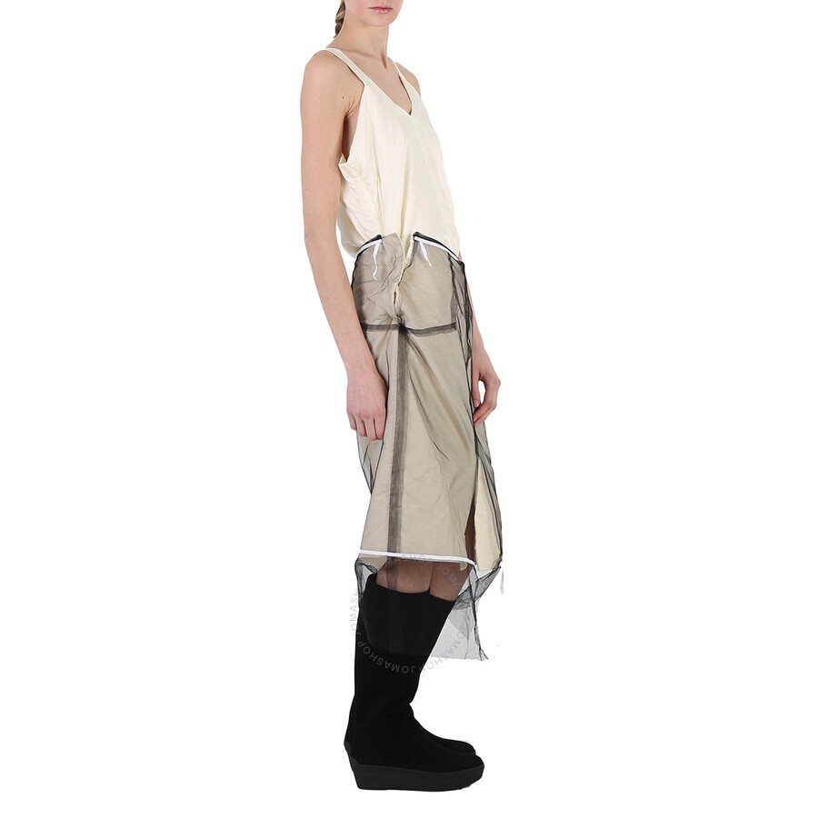 Maison Margiela Ladies Ecru Layered Calico Midi Dress - 8