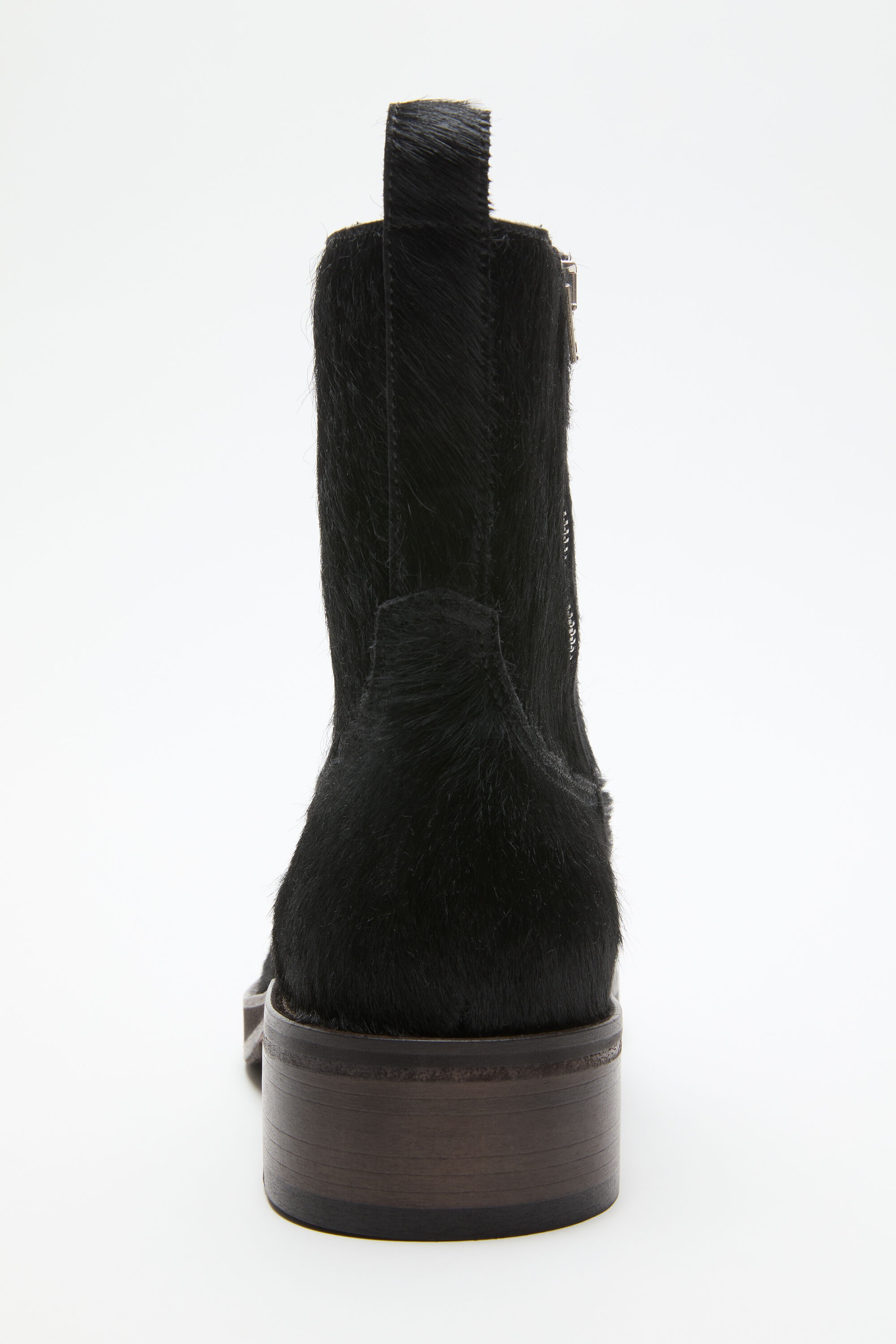 Furry leather boot - Black - 4