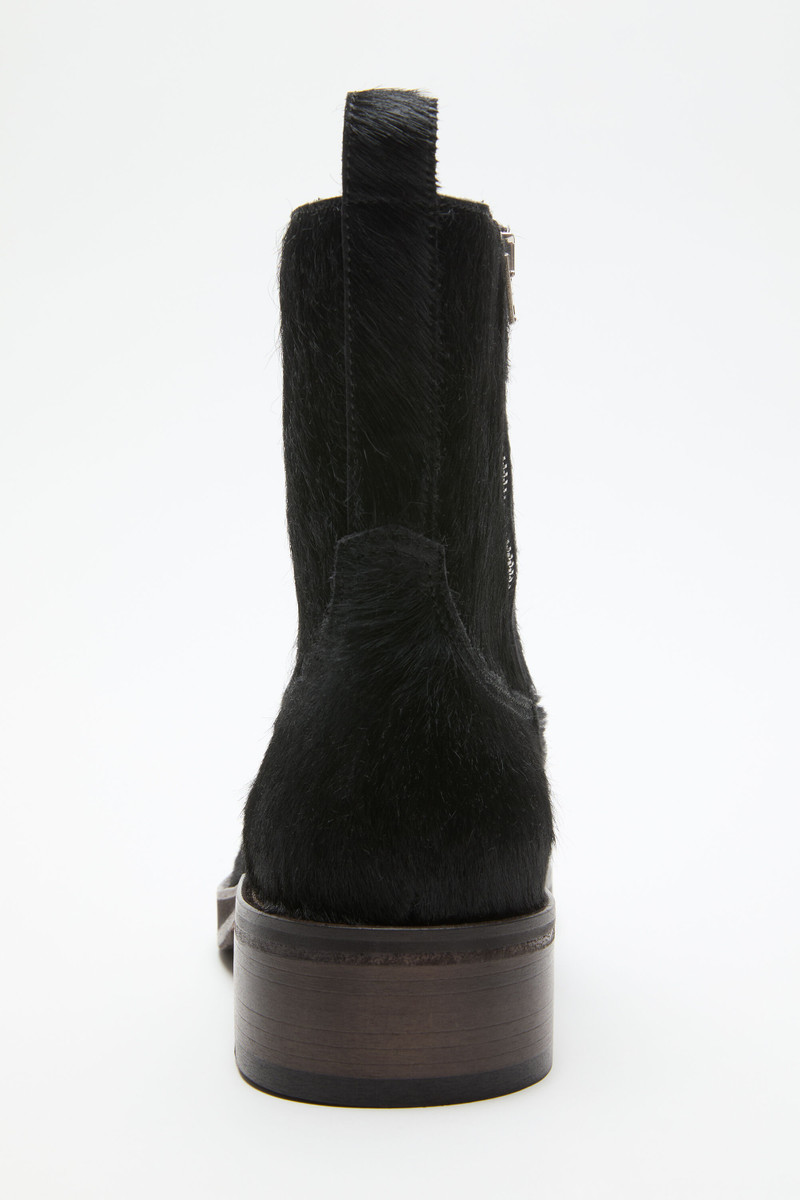 Furry leather boot - Black 4