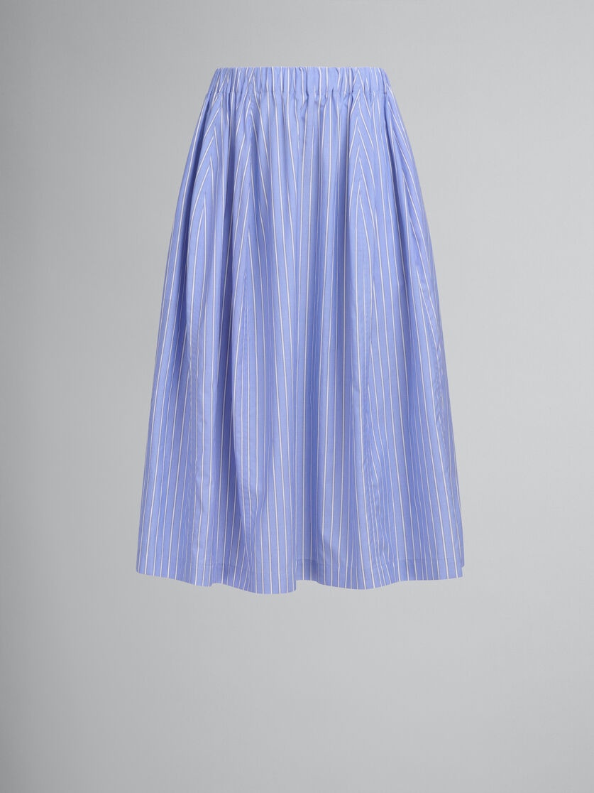 WIDE SKIRT IN STRIPED BLUE POPLIN - 1