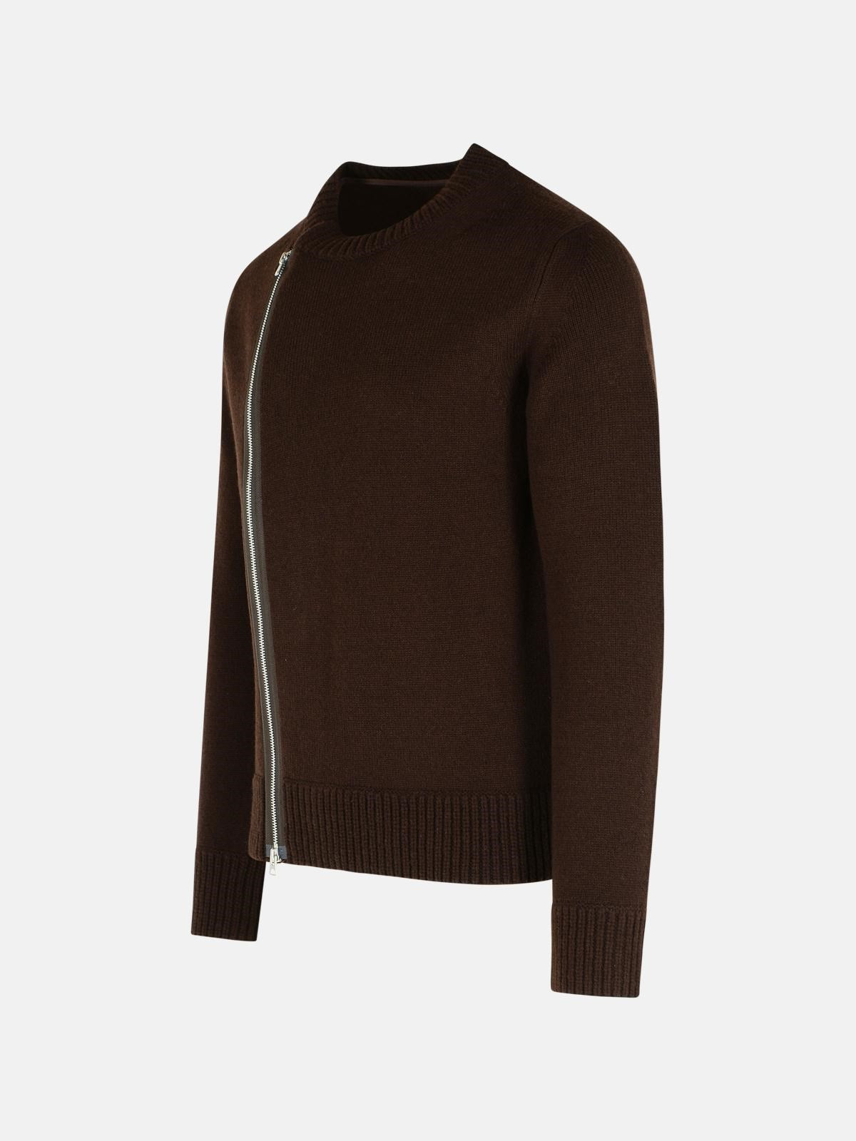 BROWN WOOL SWEATER - 2