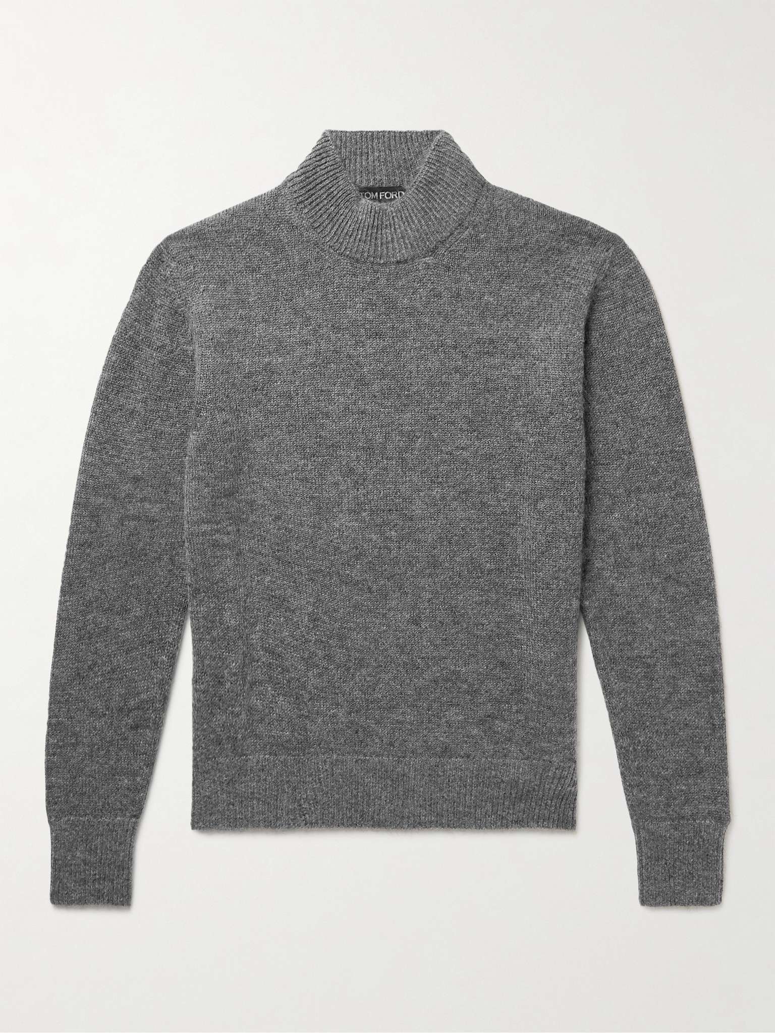 Slim-Fit Brushed Cashmere, Mohair and Silk-Blend Mock-Neck Sweater - 1