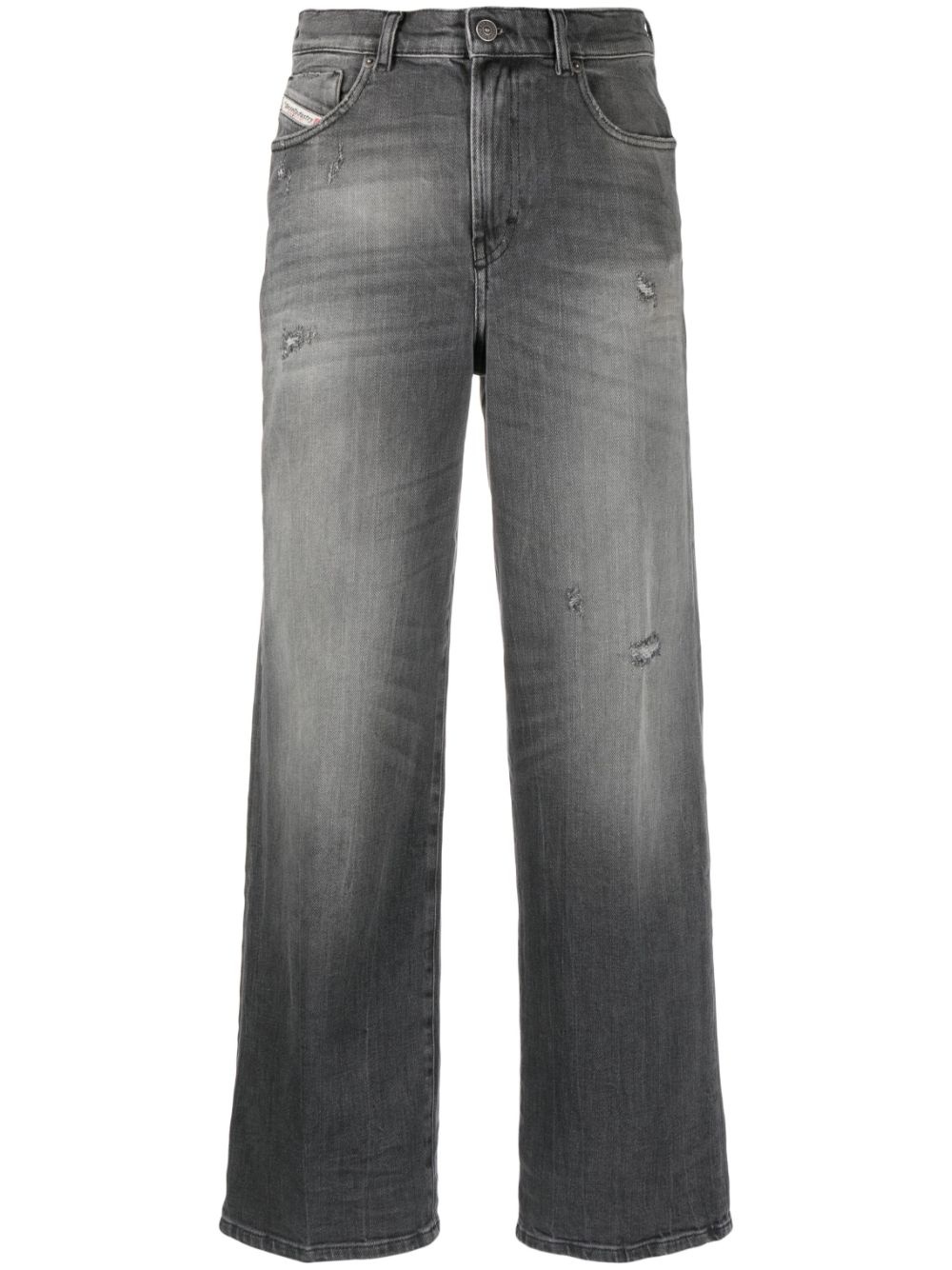 stonewashed wide-leg jeans - 1