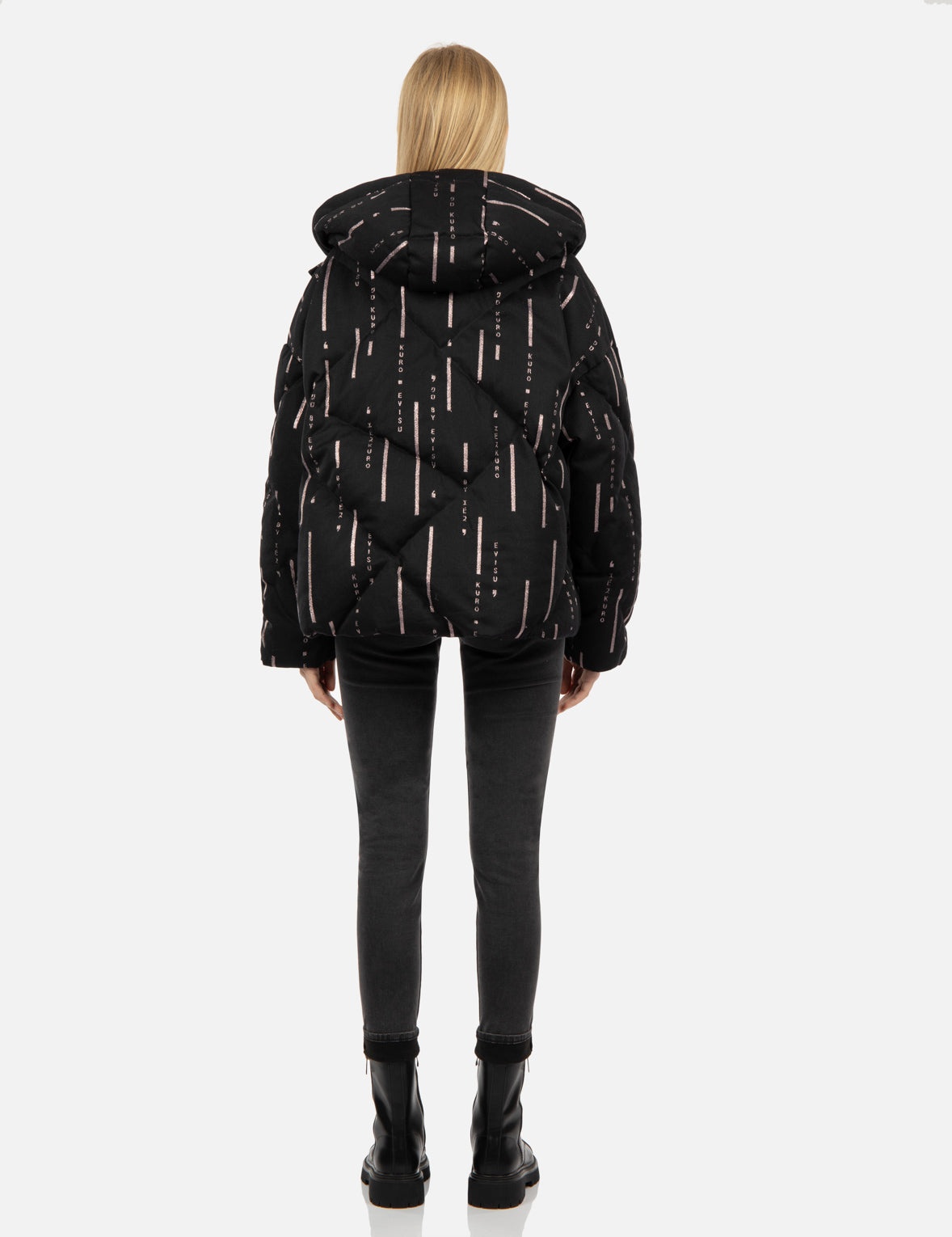 Monogram Metallic Logo Print Down Jacket - 6