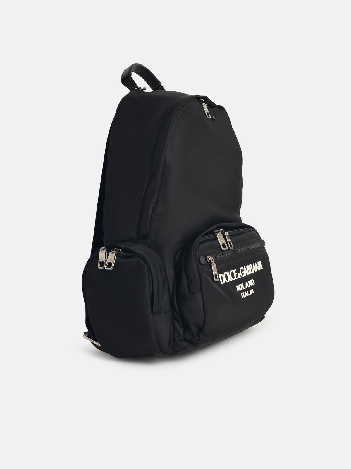 BLACK NYLON BLEND BACKPACK - 2