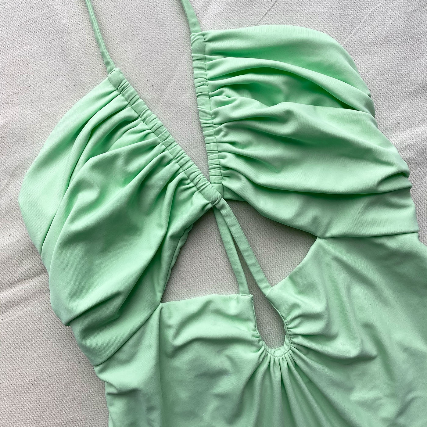 Spearmint Cut Out Halter Neck Swimsuit - 4
