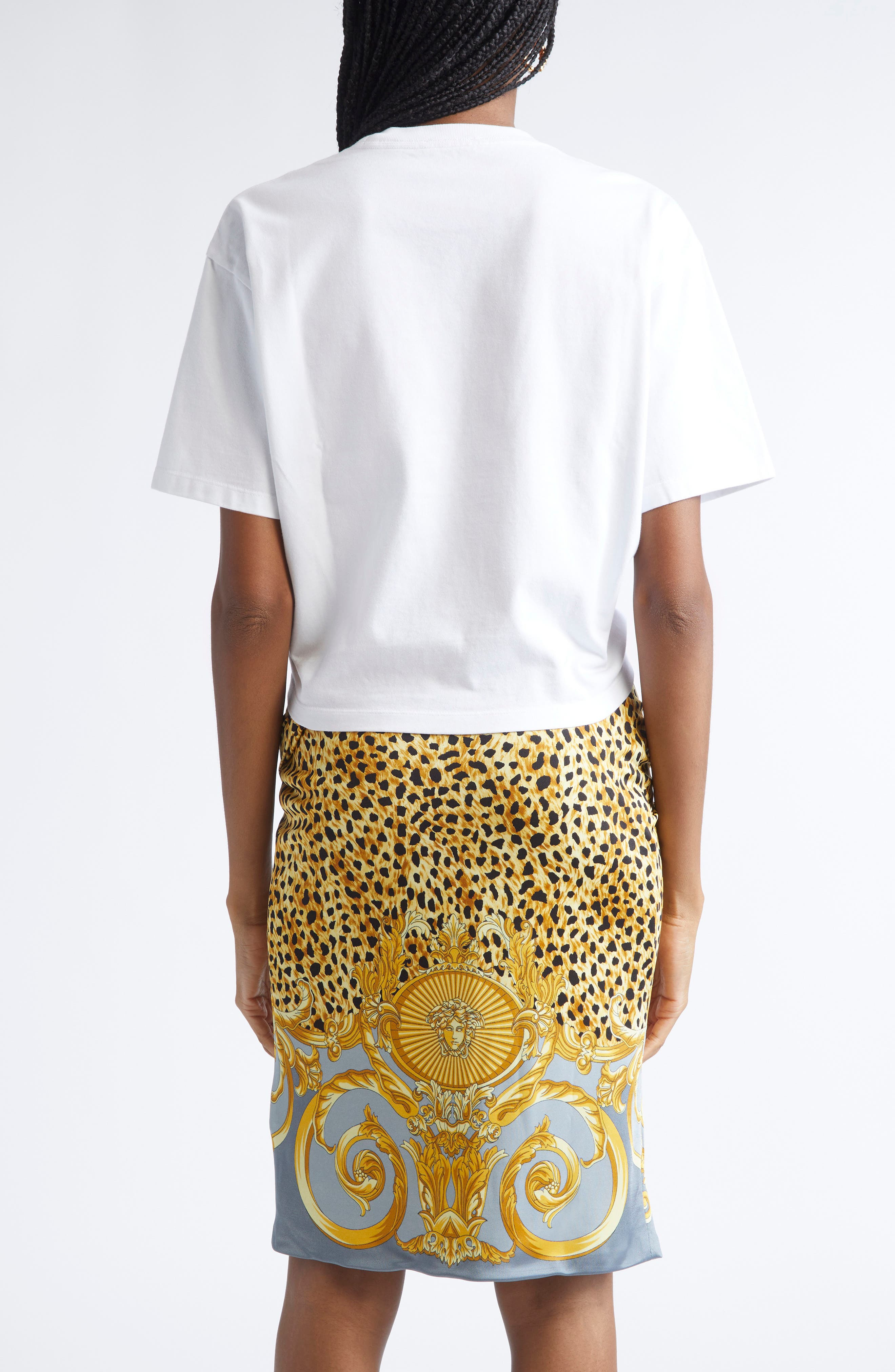 Versace Studded Chain Logo Safety Pin Graphic T-Shirt in Optical White at Nordstrom - 3