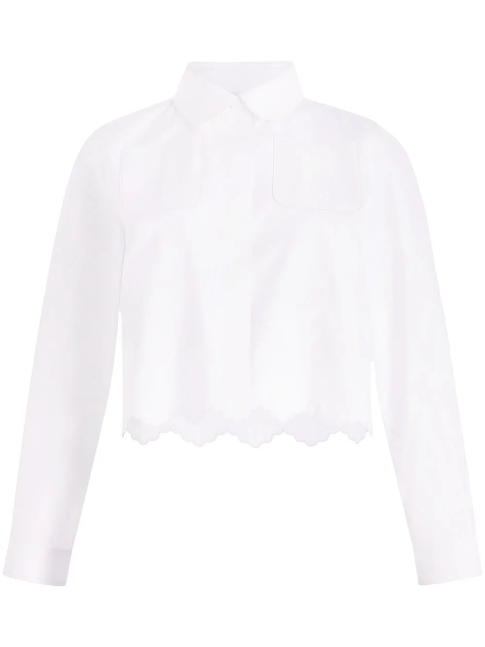 cropped scalloped poplin shirt - 1