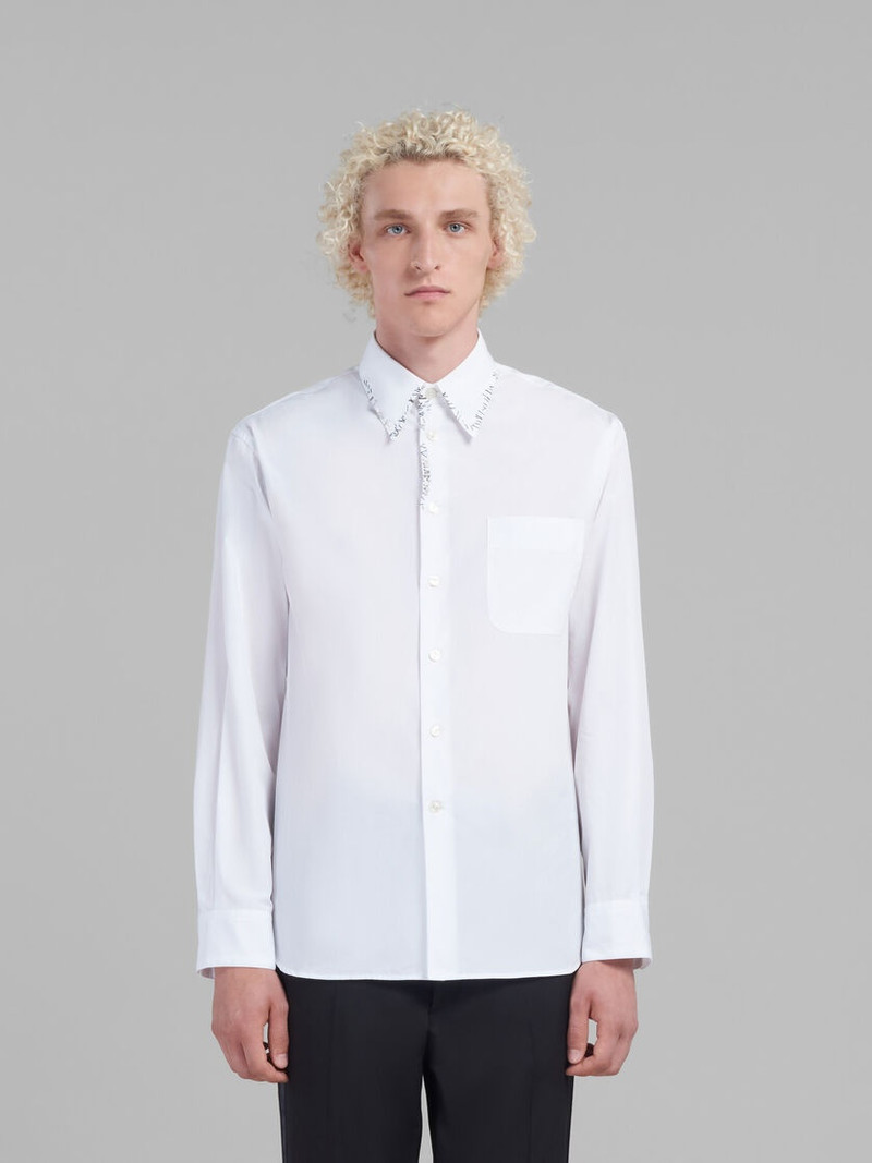 Marni WHITE POPLIN SHIRT WITH BEAD MENDING outlook