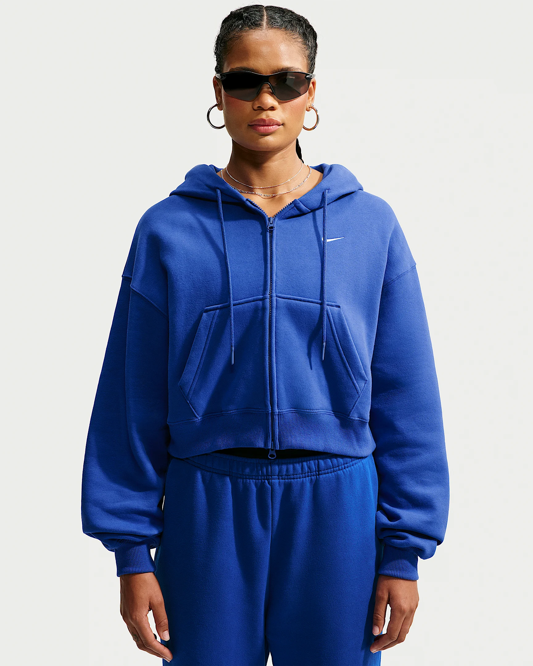 Nike Studio Fleece Medium Weight Women's Oversized Full-Zip Cropped Hoodie - 1