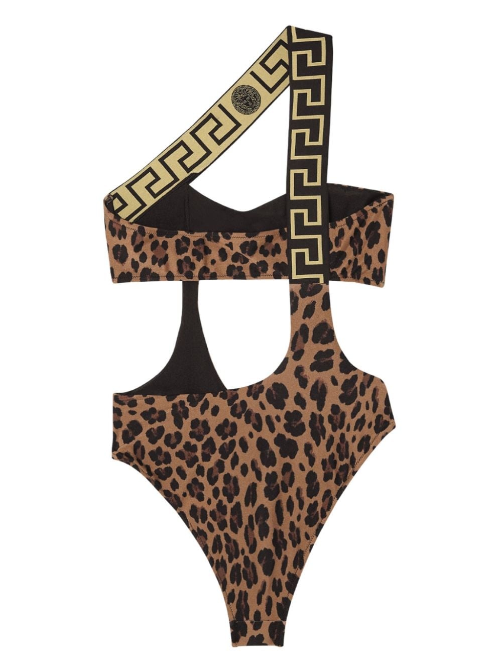 Greca-trim leopard print swimsuit - 2