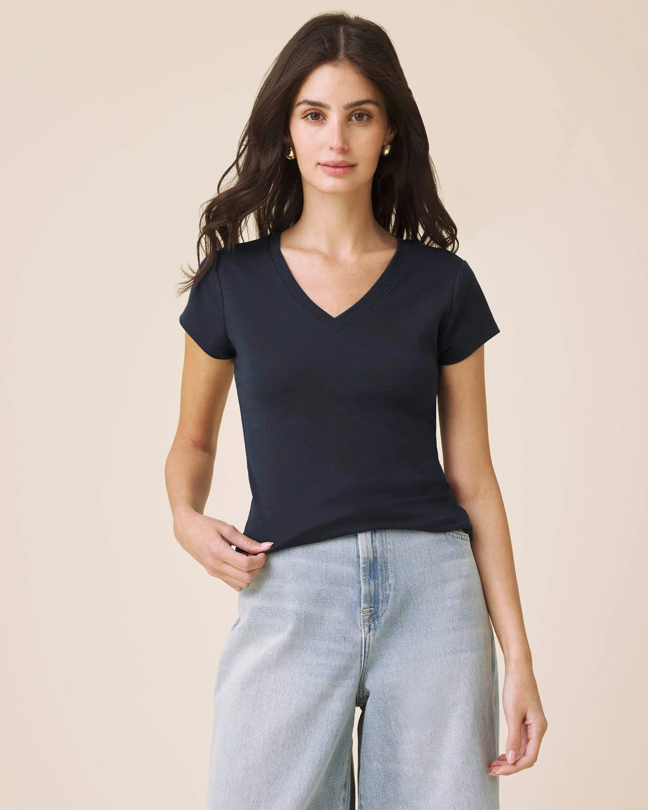 Josie Stretch V-Neck Tee - 1