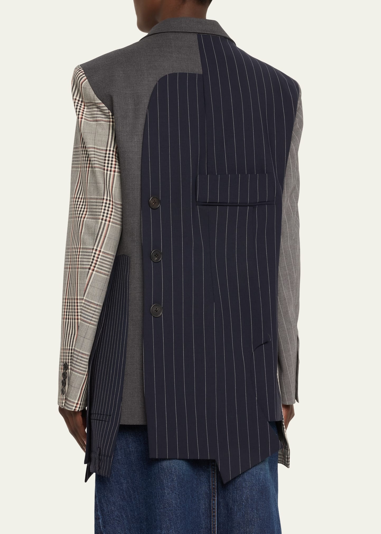Combo Boxy Tailored Wool Jacket - 3