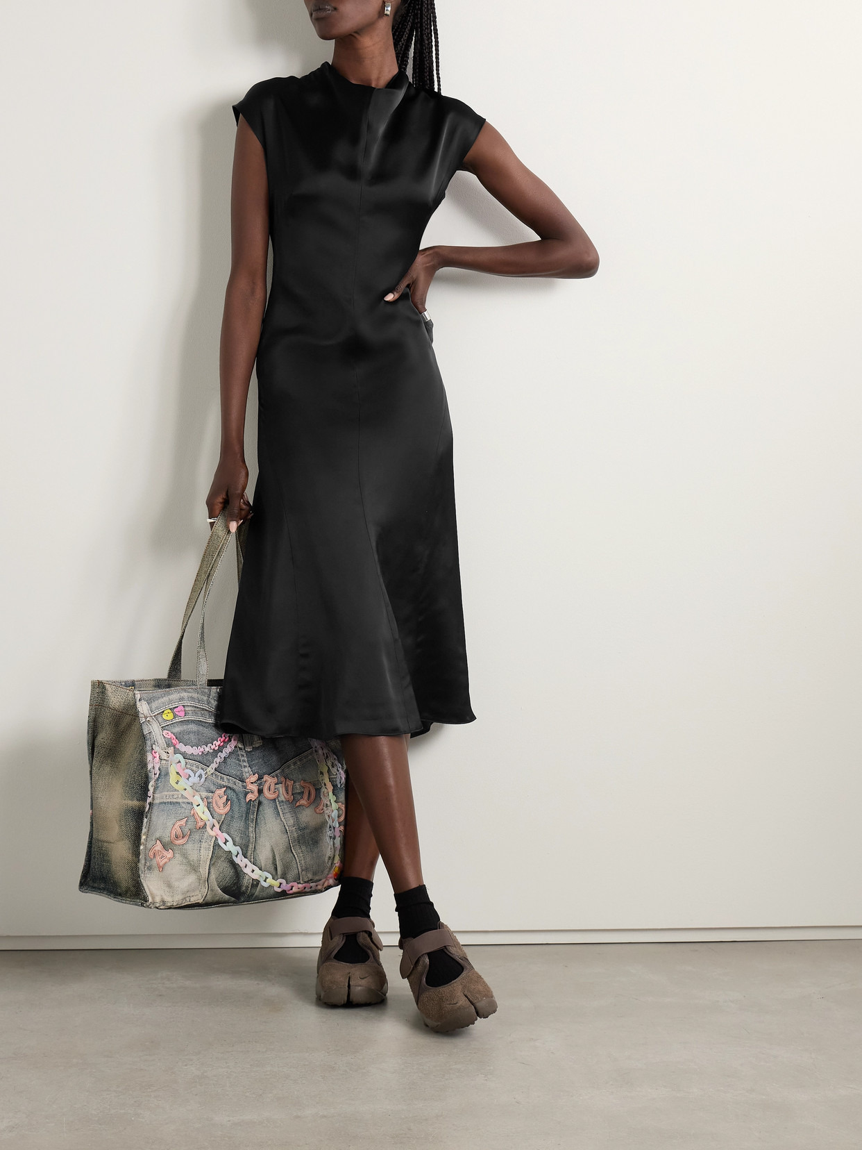Draped Silk-satin Midi Dress - 2