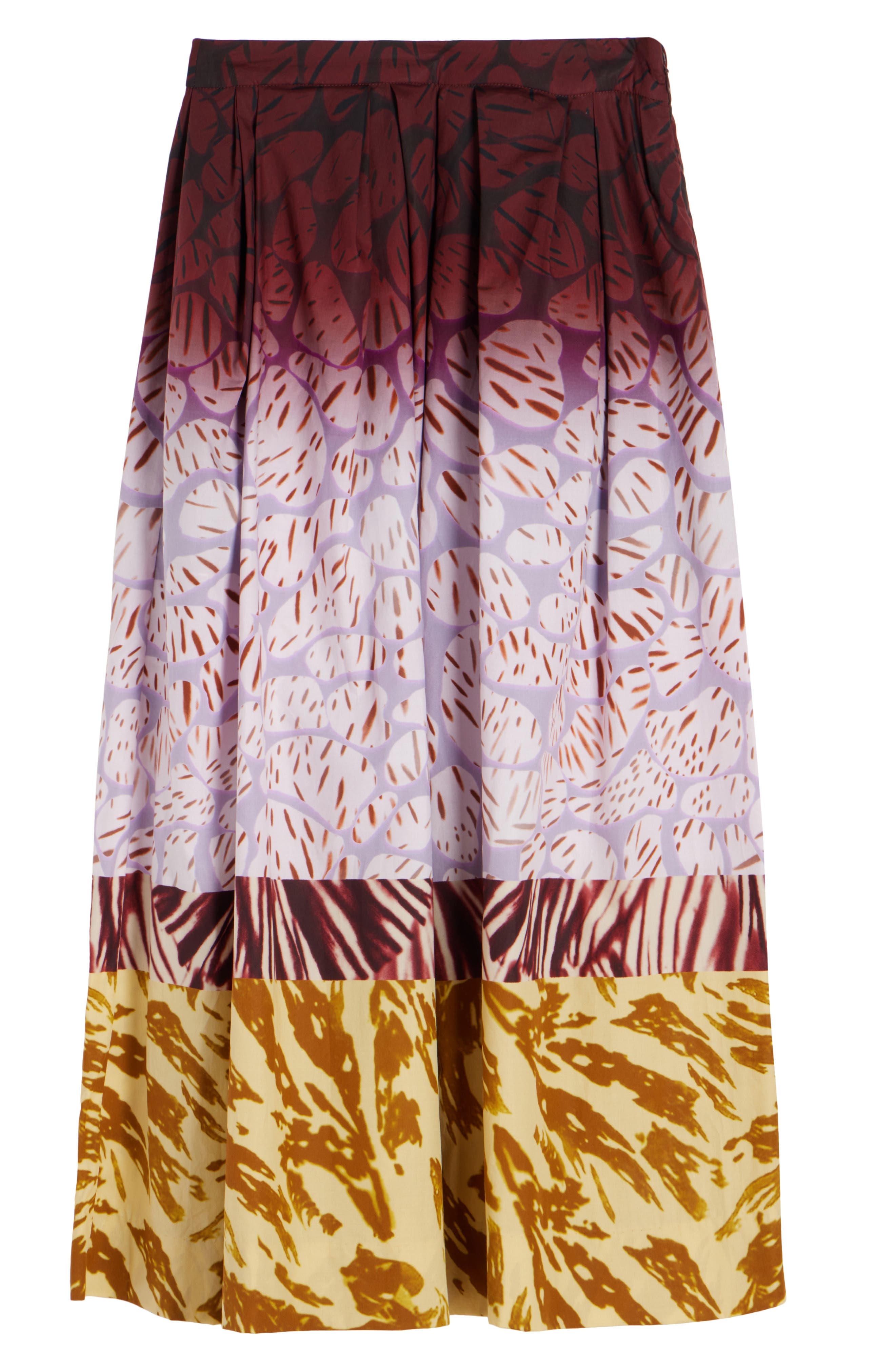 Dries Van Noten Soni Mixed Print A-Line Midi Skirt in Burgundy at Nordstrom - 6