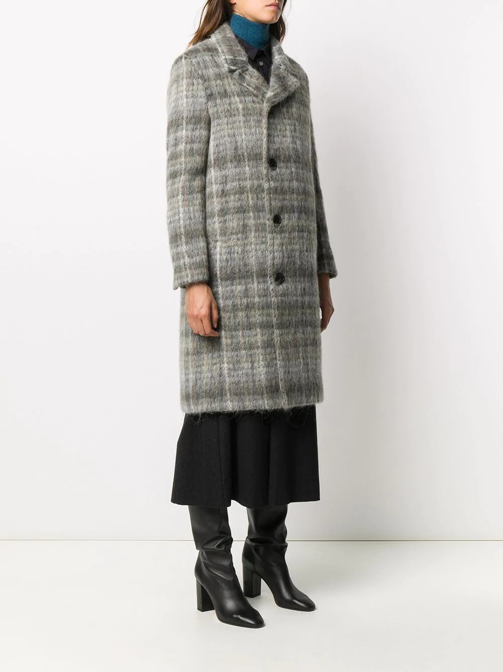 plaid double-breasted wool coat - 3