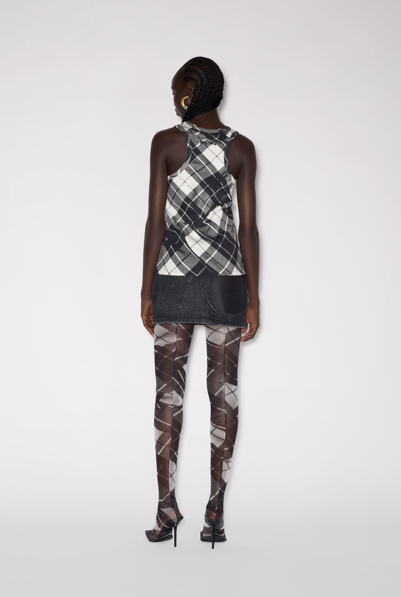 Jean Paul Gaultier THE BLACK STRAPPED TARTAN TANK TOP outlook
