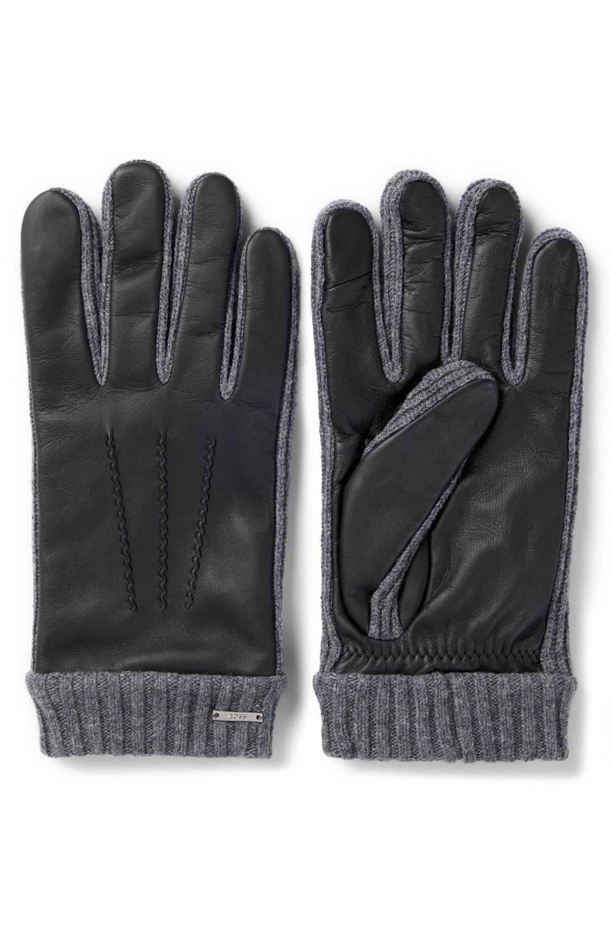 LOGO-TRIM GLOVES IN WOOL AND LEATHER - 1