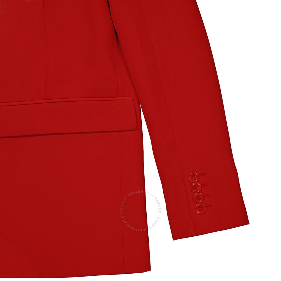 Burberry Ladies Bright Red Grain De Poudre Wool Panel Detail Tailored Blazer Jacket - 7