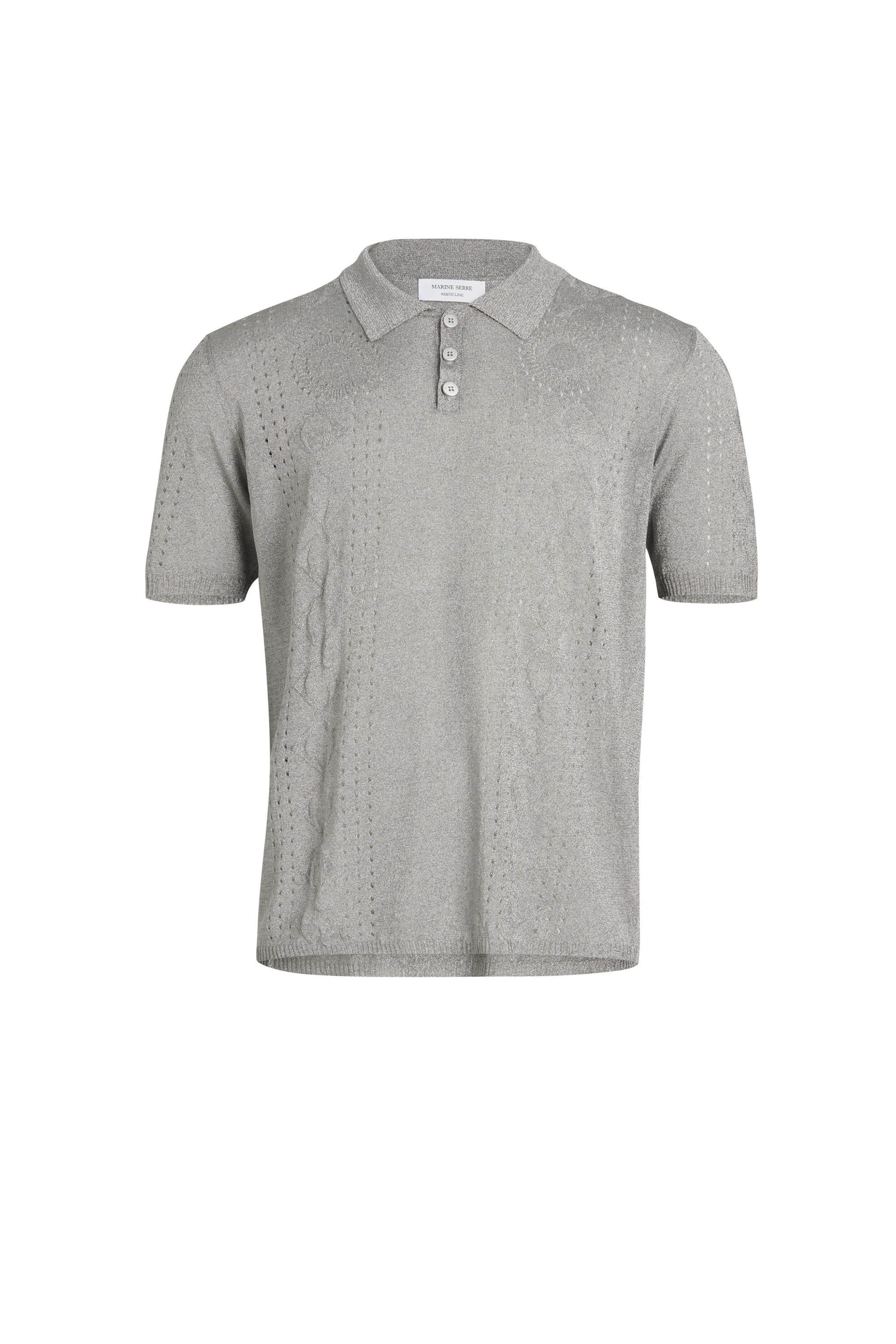 Metallic Pointelle Knit Polo Shirt - 1