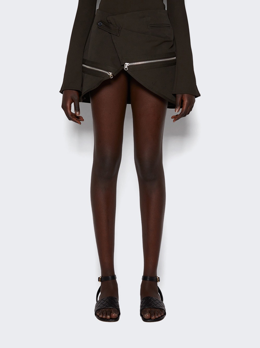 Modular Cotton Mini Skirt Mud Brown - 3