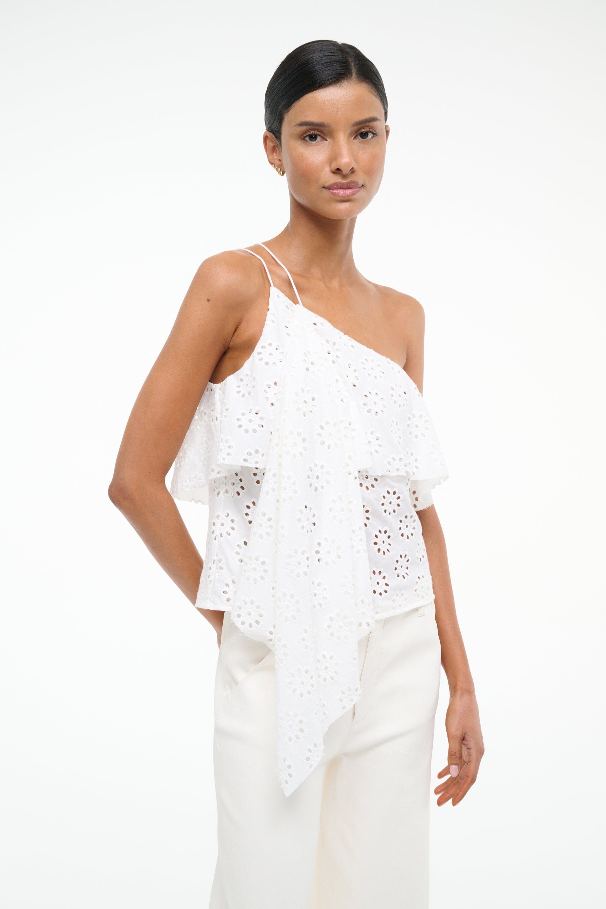 STAUD ISA TOP WHITE EYELET - 1