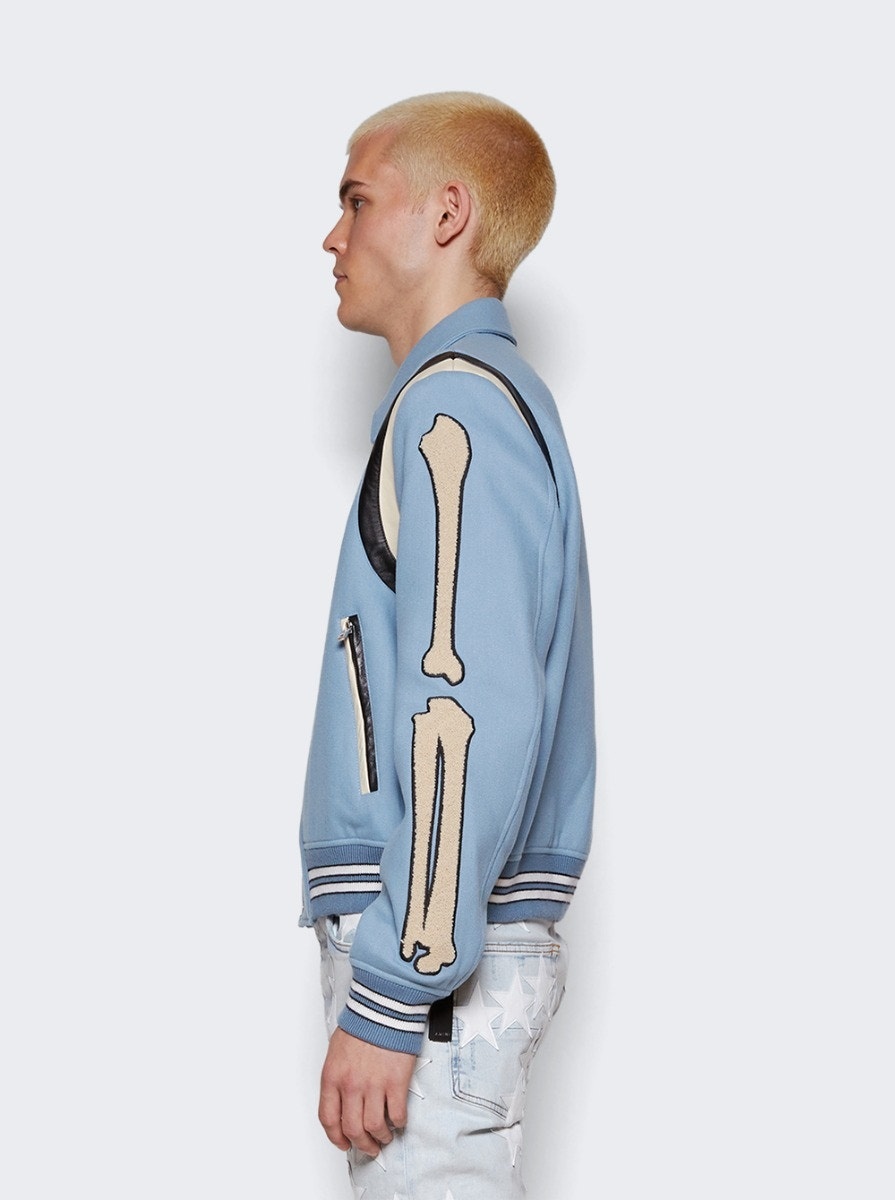 Varsity Bones Bomber Jacket Slate Blue - 4