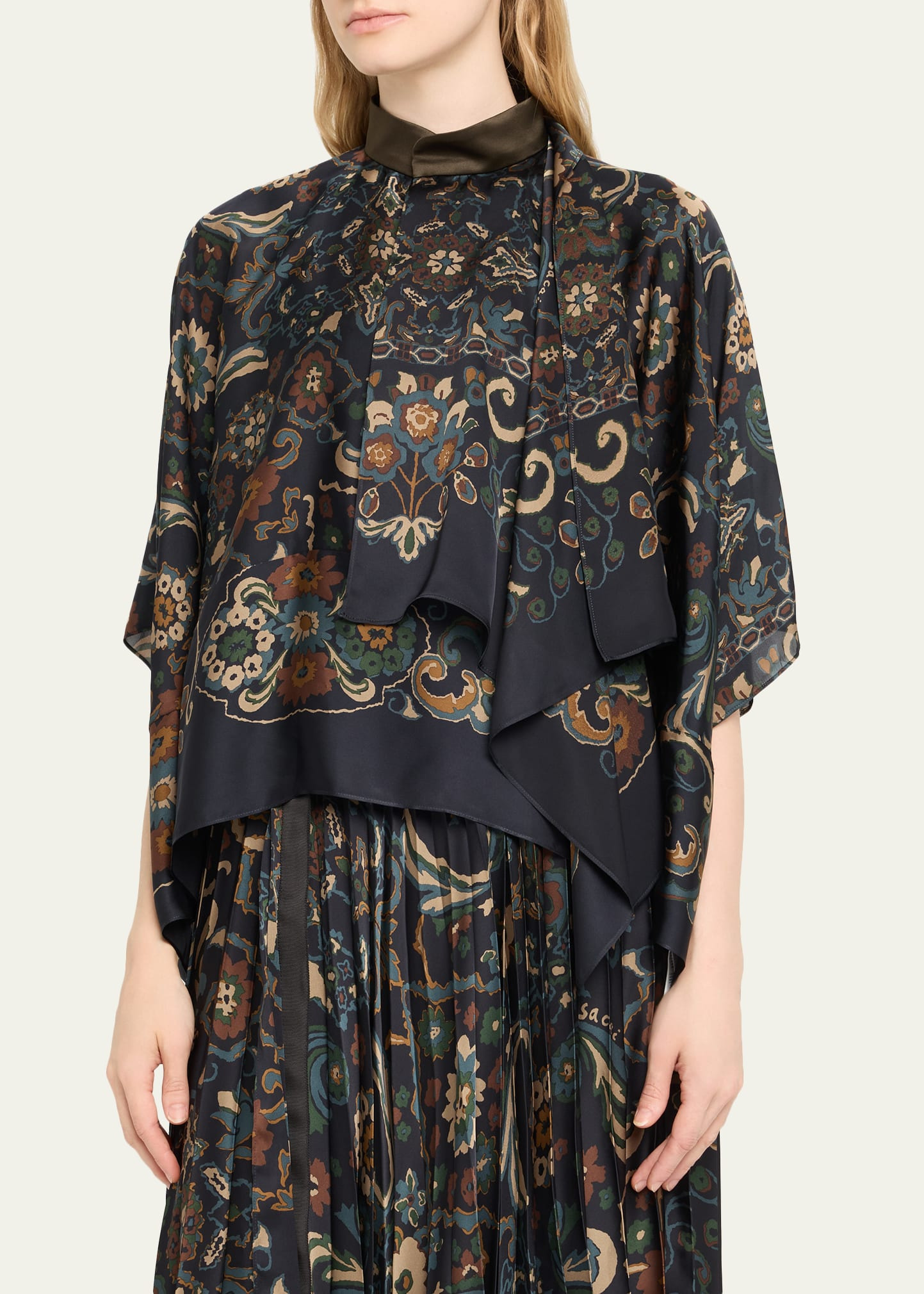 Floral Print Cape Shirt - 4