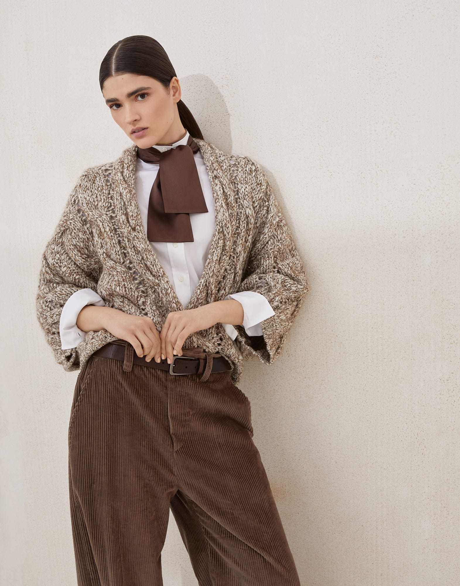 Dazzling chiné cable knit cardigan in soft wool, cashmere and mohair - 4