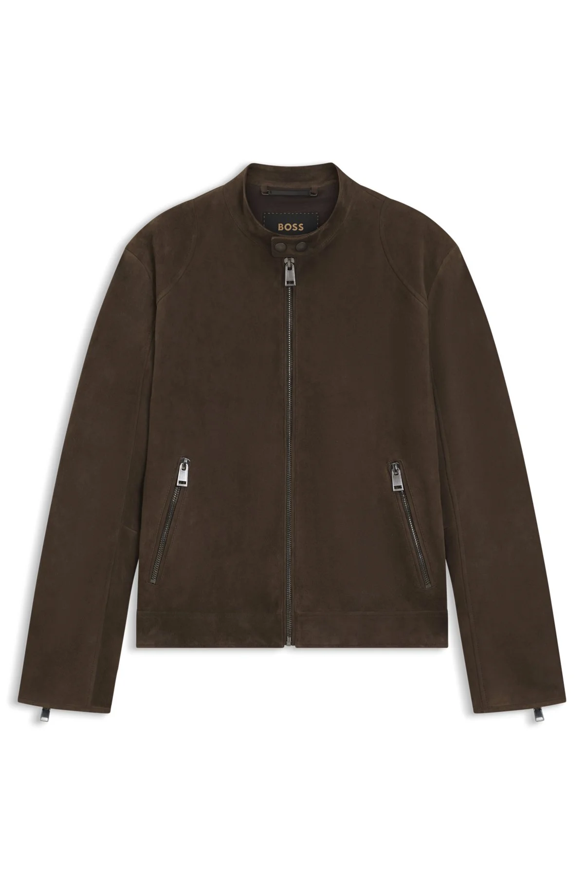 SUEDE JACKET WITH ZIPPERED CUFFS - 1