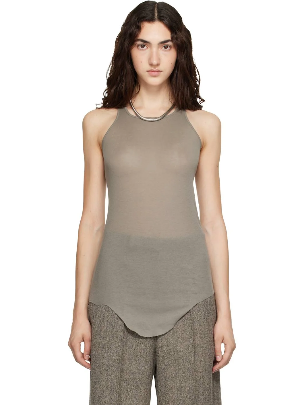 Taupe Tower Basic Rib Tank Top - 1