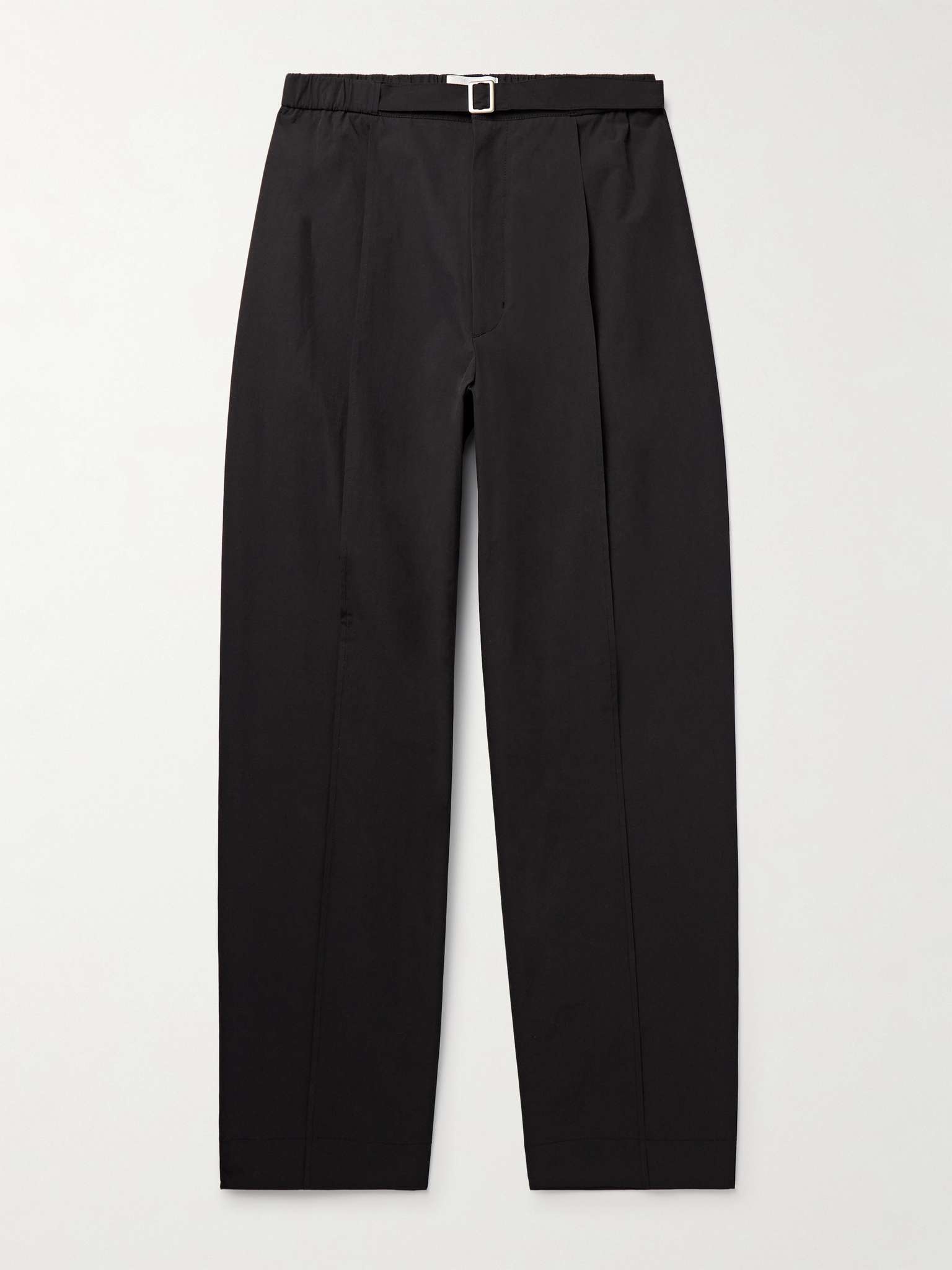 Straight-Leg Belted Pleated Poplin Trousers - 1