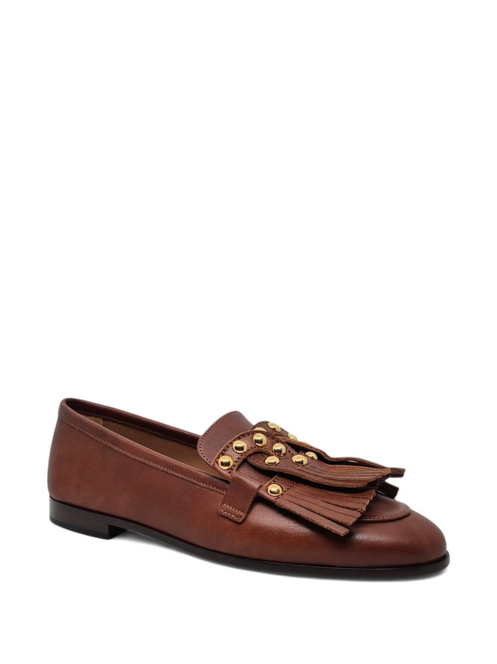fringe-embellished studded loafers - 2