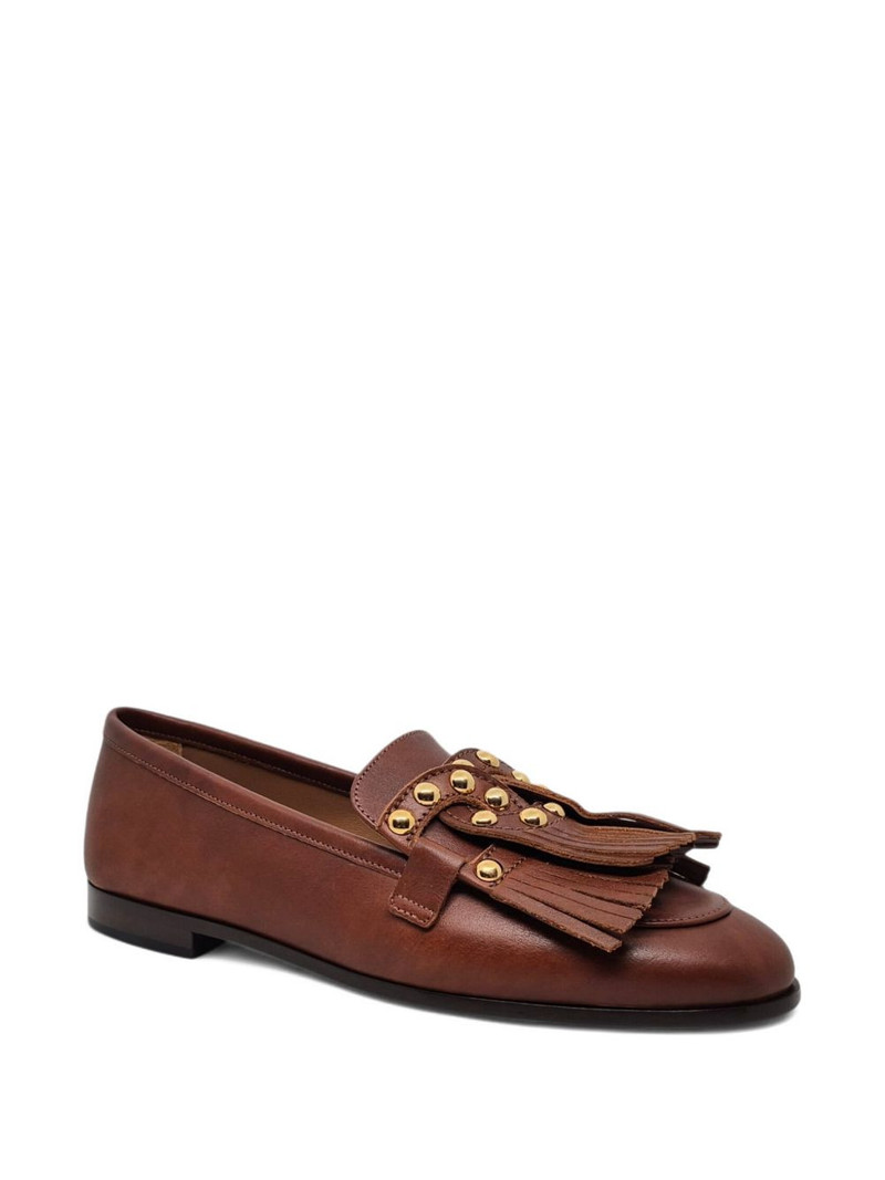 CASADEI fringe-embellished studded loafers outlook