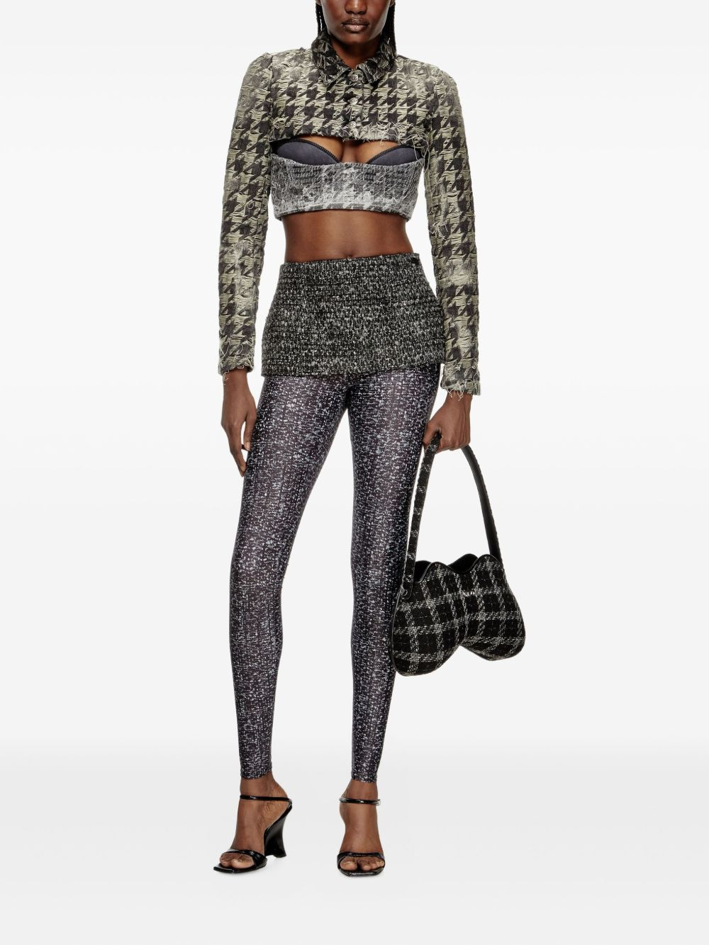 houndstooth-weave denim shrug - 2