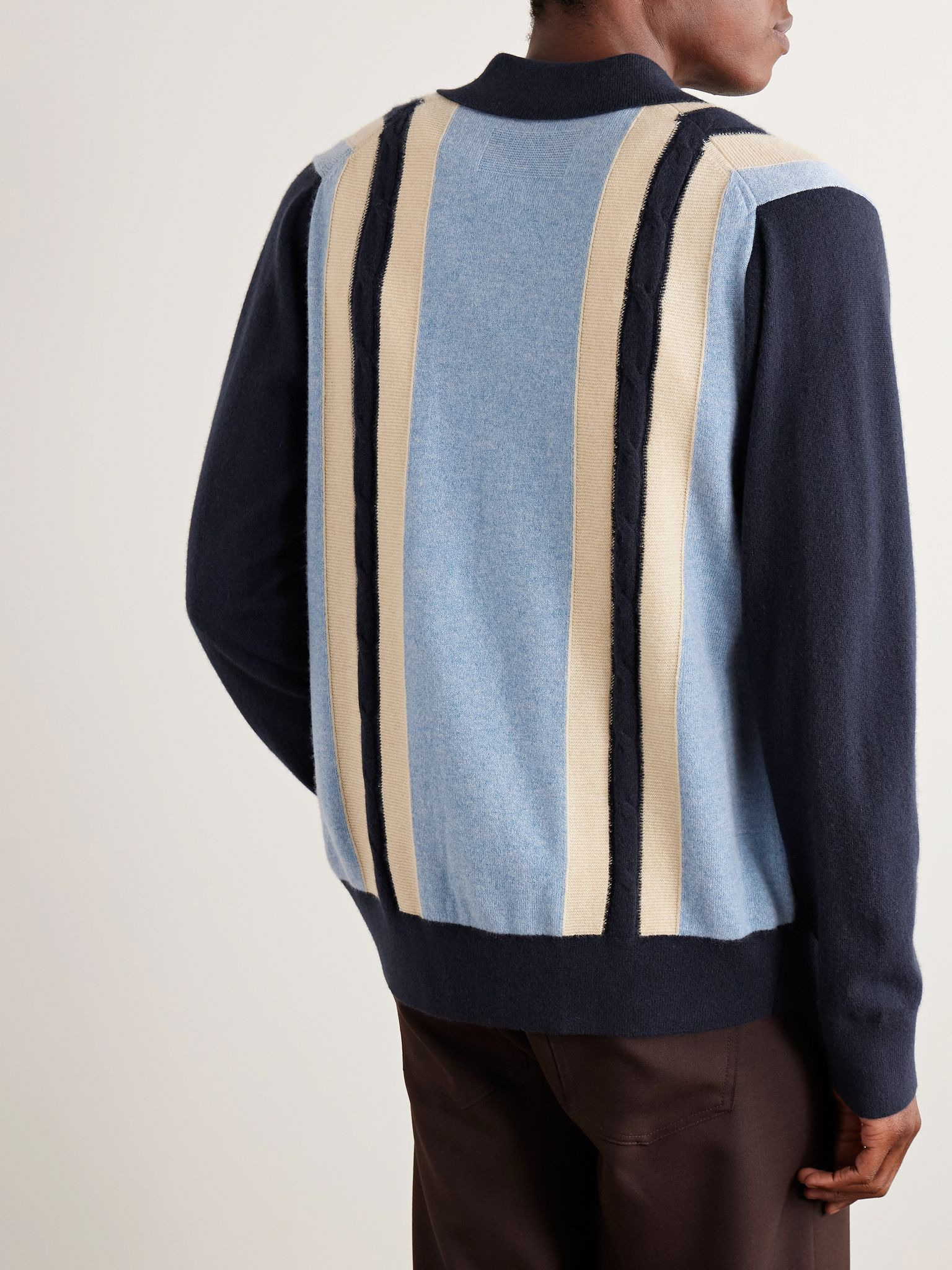 Cable Plaza Striped Cashmere Shirt Blue - 3