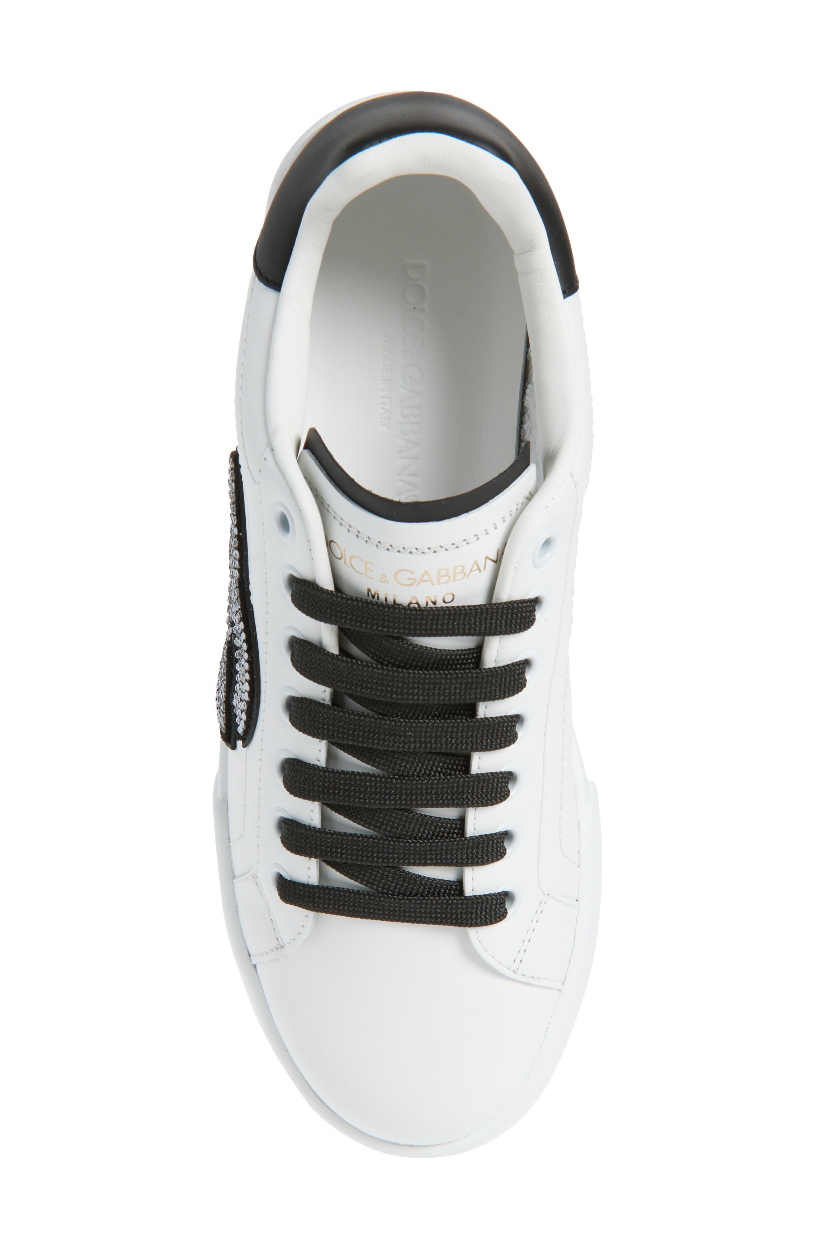 Dolce&Gabbana Portofino Embellished DG Sneaker in 89697 Bianco/Nero at Nordstrom - 5