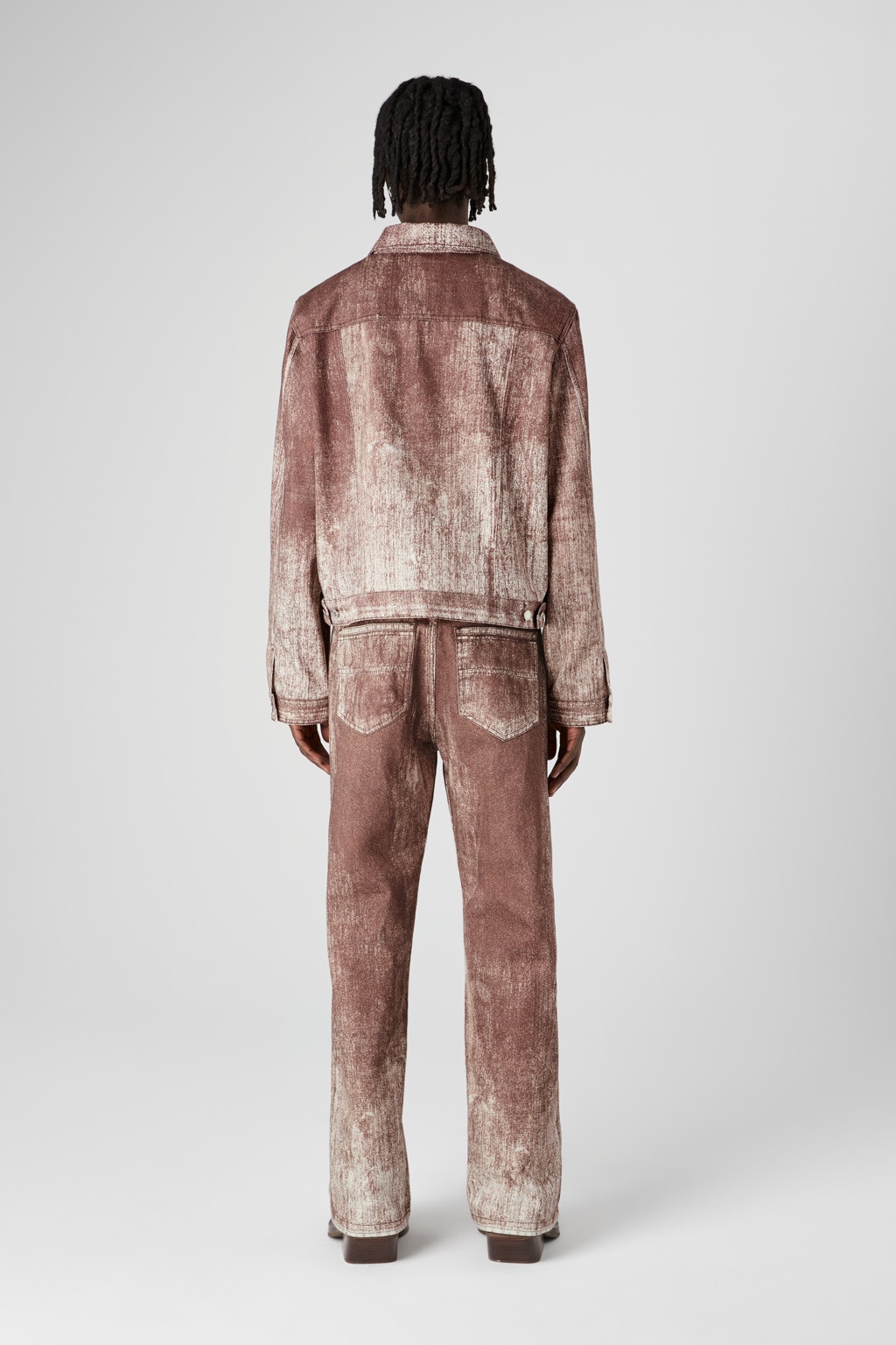 Terracotta Paint Print Denim Jacket - 5