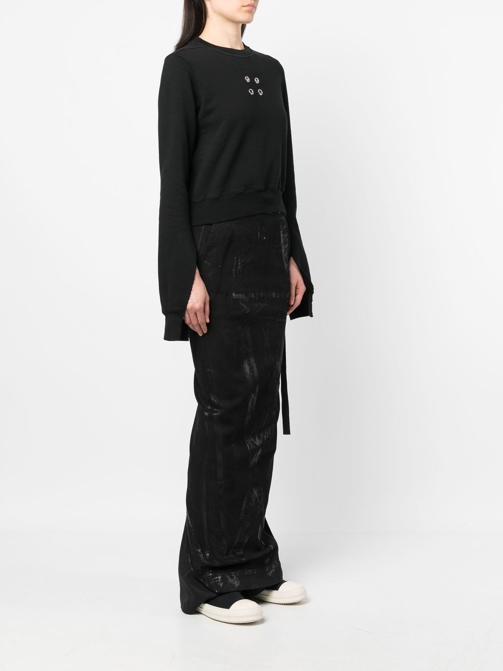eyelet-embellished cropped sweatshirt - 3