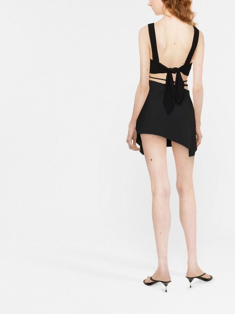 tied-waist asymmetric mini skirt - 3