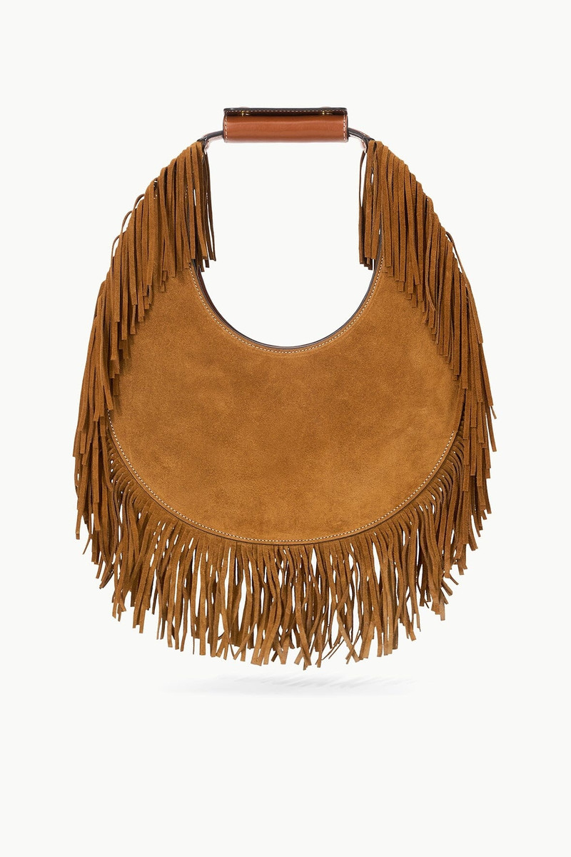 STAUD MOON TOTE BAG TAN FRINGE 1