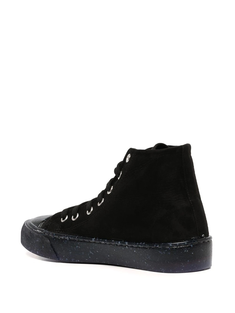 Moschino logo-patch high top sneakers outlook