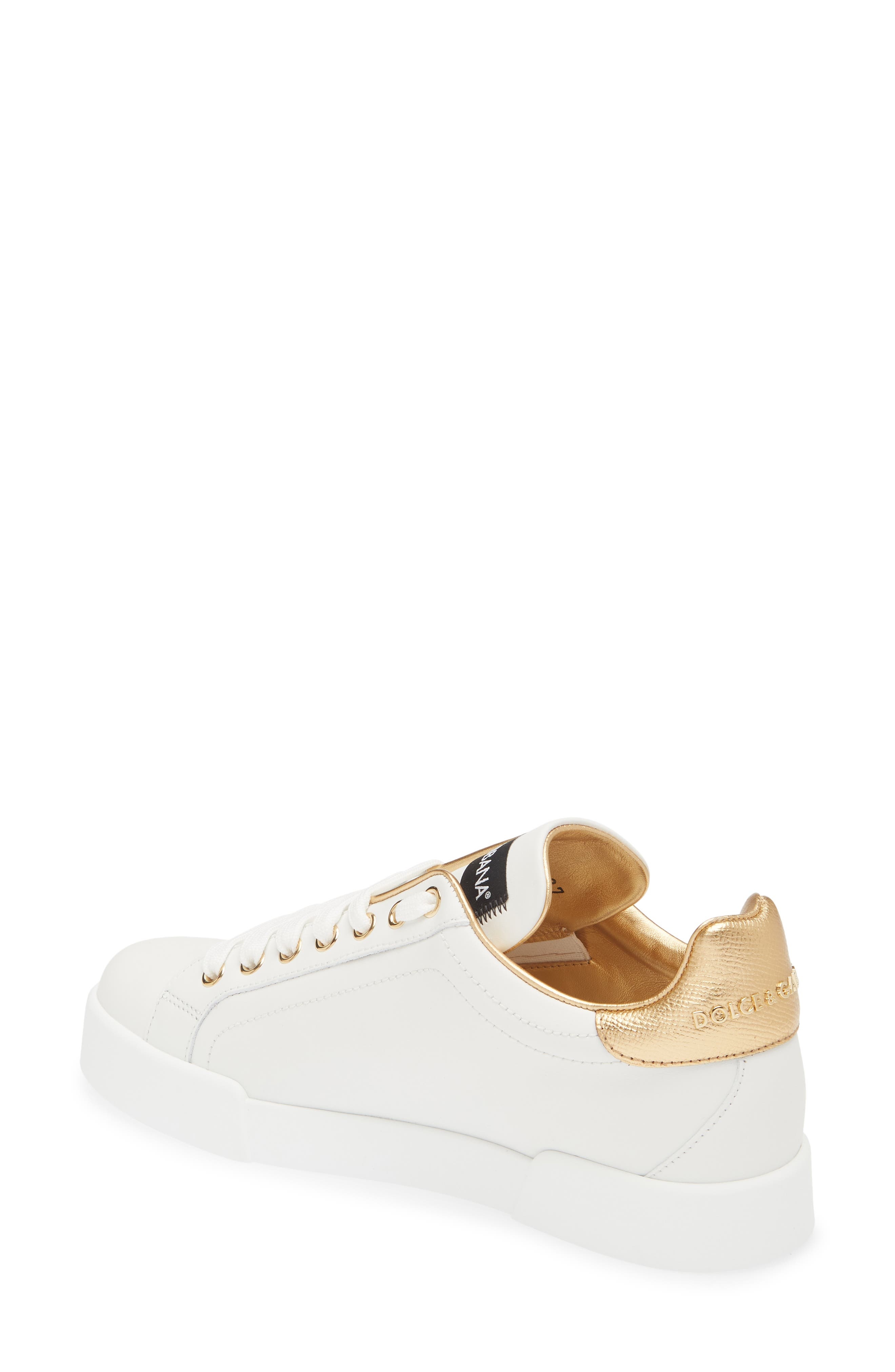 Dolce&Gabbana Portofino Sneaker in White/Gold at Nordstrom - 2