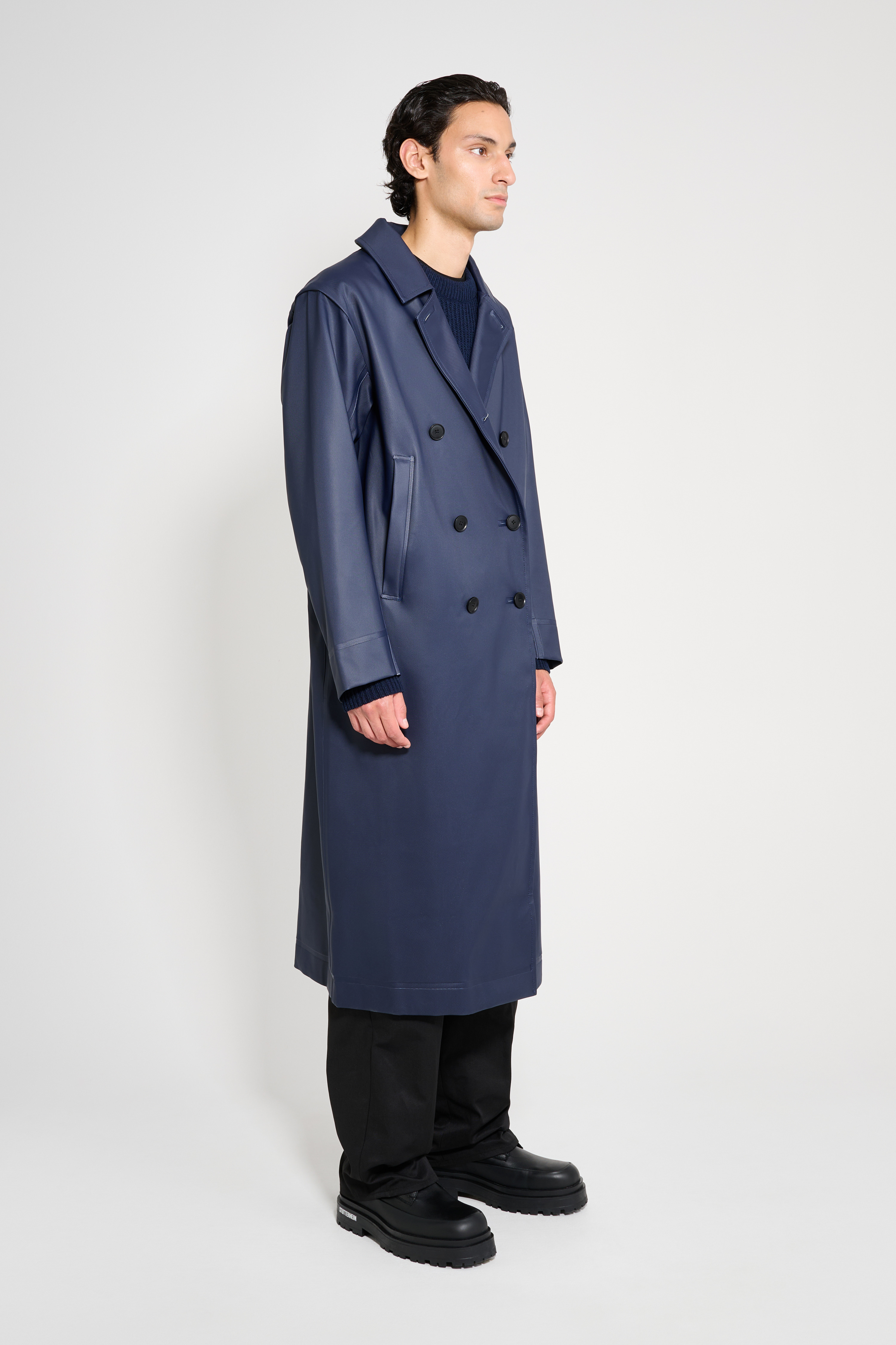 Rosenbad Long Double Breasted Overcoat Navy - 4